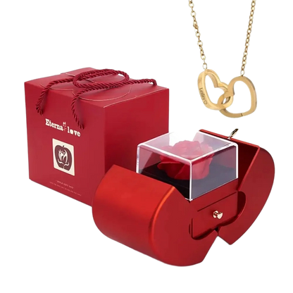 Caixa com Rosa  & Colar Personalizado + Cartão de Brinde! 🎁