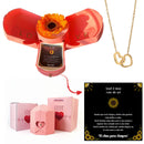 Caixa com Girassol Eterno & Colar Coração Personalizado