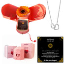 Caixa com Girassol Eterno & Colar Coração Personalizado