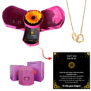 Caixa com Girassol Eterno & Colar Coração Personalizado