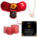 Caixa com Girassol Eterno & Colar Coração Personalizado