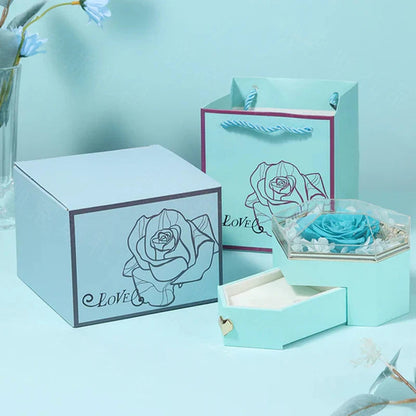 Caixa Coração com Rosa Eterna (Somente Caixa)